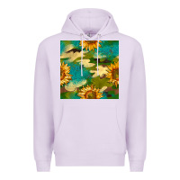 Lilac camouflage turquoise glitter sunflowers seamless pattern Premium Hoodie - BundleAndBundleShop