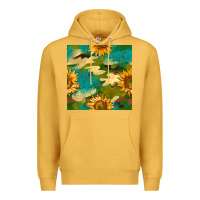 Mustard camouflage turquoise glitter sunflowers seamless pattern Premium Hoodie - BundleAndBundleShop