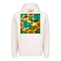 Pale Pink camouflage turquoise glitter sunflowers seamless pattern Premium Hoodie - BundleAndBundleShop