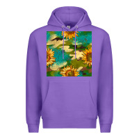 Purple camouflage turquoise glitter sunflowers seamless pattern Premium Hoodie - BundleAndBundleShop