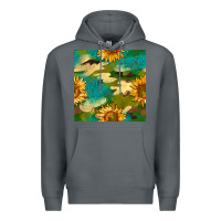 Rock camouflage turquoise glitter sunflowers seamless pattern Premium Hoodie - BundleAndBundleShop