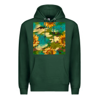Sports Green camouflage turquoise glitter sunflowers seamless pattern Premium Hoodie - BundleAndBundleShop