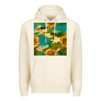 Tofu camouflage turquoise glitter sunflowers seamless pattern Premium Hoodie - BundleAndBundleShop