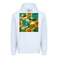 White camouflage turquoise glitter sunflowers seamless pattern Premium Hoodie - BundleAndBundleShop