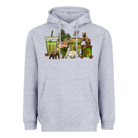 Heather Grey bear coffee cups Heavyweight Hoodie - texasbilliewilder