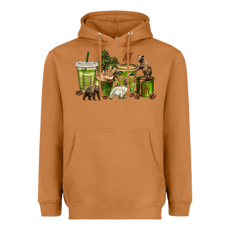 Bear Coffee Cups Heavyweight Hoodie by texasbilliewilder | Teevron