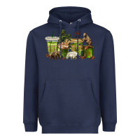 Navy bear coffee cups Heavyweight Hoodie - texasbilliewilder
