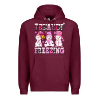Burgundy freaking freezing with Snowmans Premium Hoodie - AdoDesignShop
