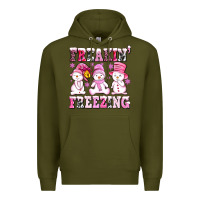 Army Green freaking freezing with Snowmans Premium Hoodie - AdoDesignShop