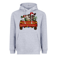 Heather Grey Merry Christmas Truck Farm Animals Heavyweight Hoodie - RanaPortraitStore