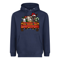 Navy Merry Christmas Truck Farm Animals Heavyweight Hoodie - RanaPortraitStore