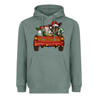 Sage Merry Christmas Truck Farm Animals Heavyweight Hoodie - RanaPortraitStore