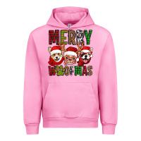 Fuchsia Pink merry woofmas dogs Urban Hoodie - Jasminsmagicworld