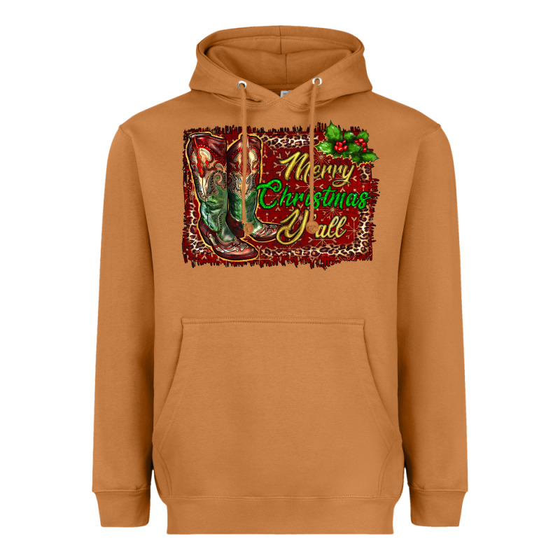 Merry Christmas Y'all Boots Heavyweight Hoodie by RanaPortraitStore | Teevron