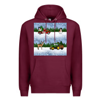 Burgundy christmas snow truck seamless pattern Premium Hoodie - BundleAndBundleShop