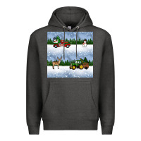 Charcoal Heather christmas snow truck seamless pattern Premium Hoodie - BundleAndBundleShop