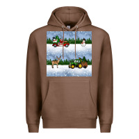 Chestnut christmas snow truck seamless pattern Premium Hoodie - BundleAndBundleShop
