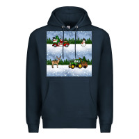 Navy christmas snow truck seamless pattern Premium Hoodie - BundleAndBundleShop