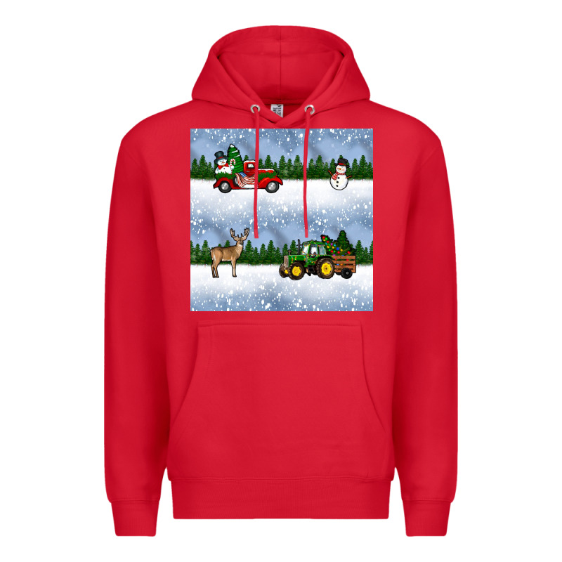 Christmas Snow Truck Seamless Pattern Premium Hoodie by BundleAndBundleShop | Teevron