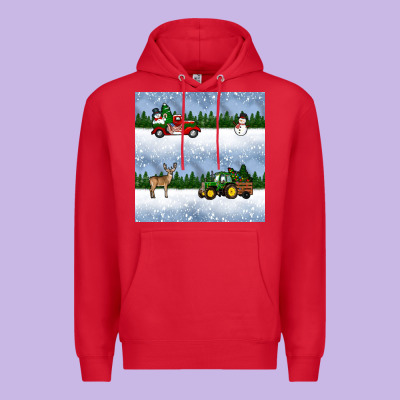 Christmas Snow Truck Seamless Pattern Premium Hoodie Designed By Bundleandbundleshop