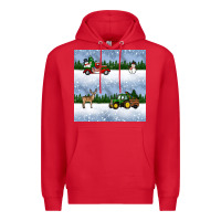 Red christmas snow truck seamless pattern Premium Hoodie - BundleAndBundleShop