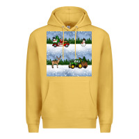 Antique Gold christmas snow truck seamless pattern Premium Hoodie - BundleAndBundleShop