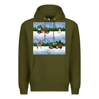 Army Green christmas snow truck seamless pattern Premium Hoodie - BundleAndBundleShop