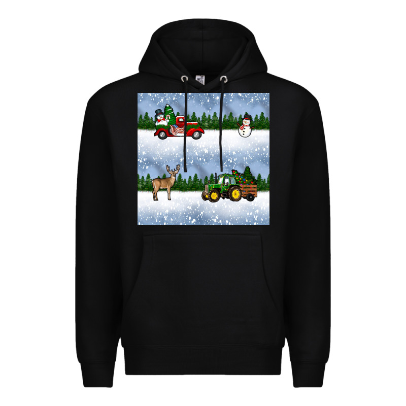 Christmas Snow Truck Seamless Pattern Premium Hoodie by BundleAndBundleShop | Teevron