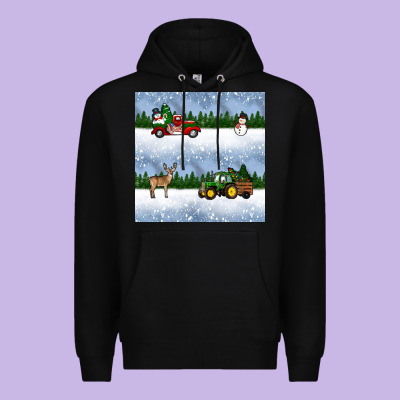 Christmas Snow Truck Seamless Pattern Premium Hoodie Designed By Bundleandbundleshop