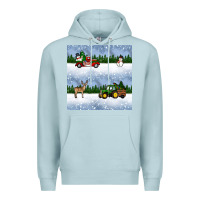 Blue Mist christmas snow truck seamless pattern Premium Hoodie - BundleAndBundleShop