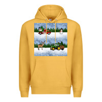 Mustard christmas snow truck seamless pattern Premium Hoodie - BundleAndBundleShop