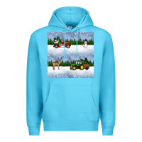 Ocean Blue christmas snow truck seamless pattern Premium Hoodie - BundleAndBundleShop