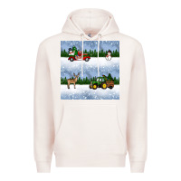 Pale Pink christmas snow truck seamless pattern Premium Hoodie - BundleAndBundleShop
