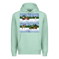 Seafoam christmas snow truck seamless pattern Premium Hoodie - BundleAndBundleShop