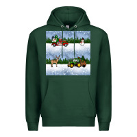 Sports Green christmas snow truck seamless pattern Premium Hoodie - BundleAndBundleShop