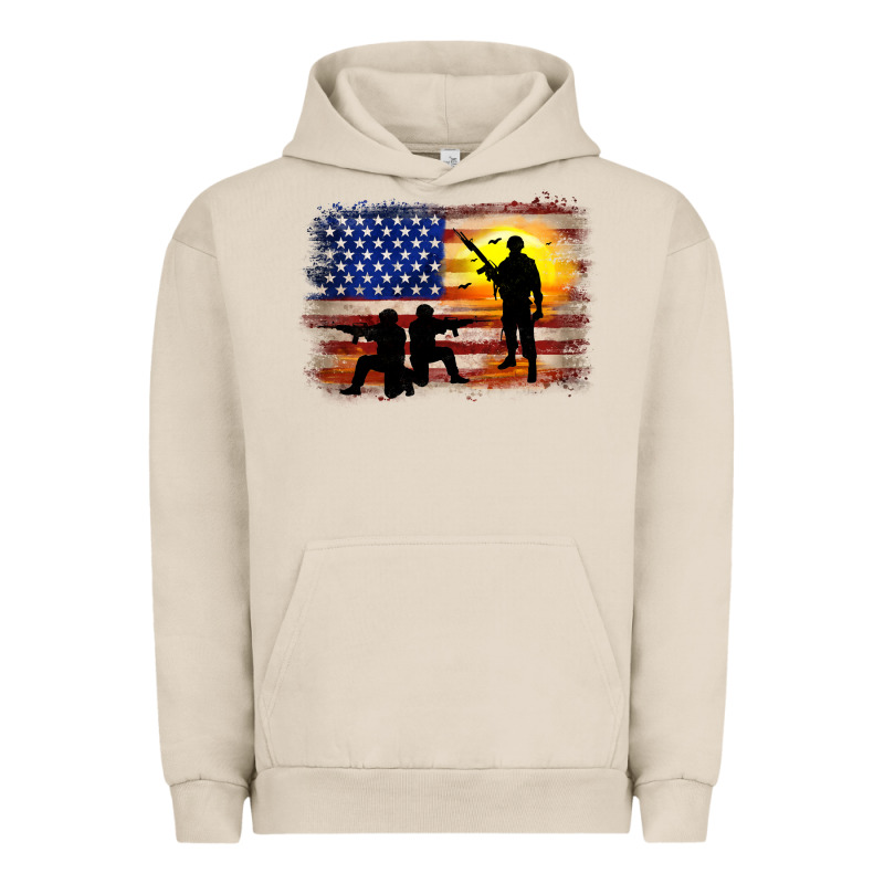 American Flag Soldier Sunset Urban Hoodie by JahusDesignShop | Teevron