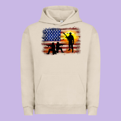 American Flag Soldier Sunset Urban Hoodie Designed By Jahusdesignshop