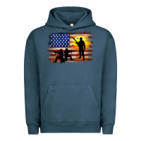 Pigment Midnight Navy american flag soldier sunset Urban Hoodie - JahusDesignShop