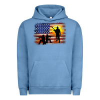 Pigment Pebble Blue american flag soldier sunset Urban Hoodie - JahusDesignShop