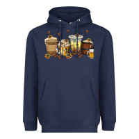 Navy beer coffee cups Heavyweight Hoodie - texasbilliewilder