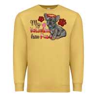 Antique Gold my valentine has paws french bulldog Premium Sweatshirt - RanaPortraitStore
