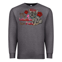 Charcoal Heather my valentine has paws french bulldog Premium Sweatshirt - RanaPortraitStore