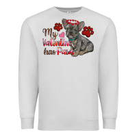 Dove Grey my valentine has paws french bulldog Premium Sweatshirt - RanaPortraitStore
