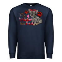 Navy my valentine has paws french bulldog Premium Sweatshirt - RanaPortraitStore