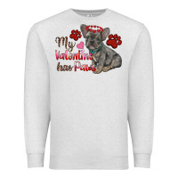 Oatmeal Heather my valentine has paws french bulldog Premium Sweatshirt - RanaPortraitStore