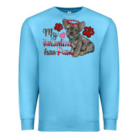 Ocean Blue my valentine has paws french bulldog Premium Sweatshirt - RanaPortraitStore