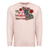 Pale Pink my valentine has paws french bulldog Premium Sweatshirt - RanaPortraitStore