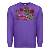 Purple my valentine has paws french bulldog Premium Sweatshirt - RanaPortraitStore
