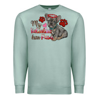 Seafoam my valentine has paws french bulldog Premium Sweatshirt - RanaPortraitStore