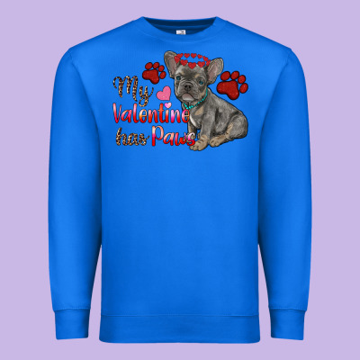 My Valentine Has Paws French Bulldog Premium Sweatshirt Designed By Ranaportraitstore